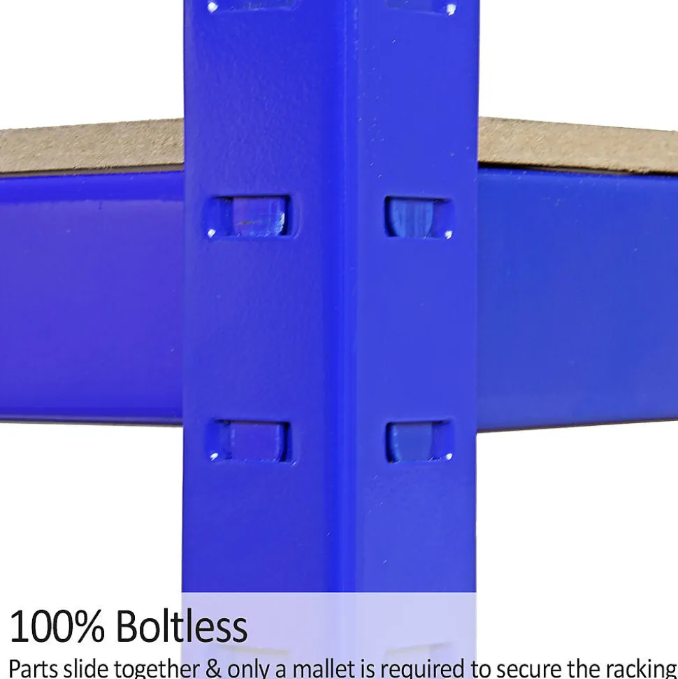 Rayonnage Bleu T-Rax de 120cm x 45cm x 180cm, en Acier et Sans Boulons