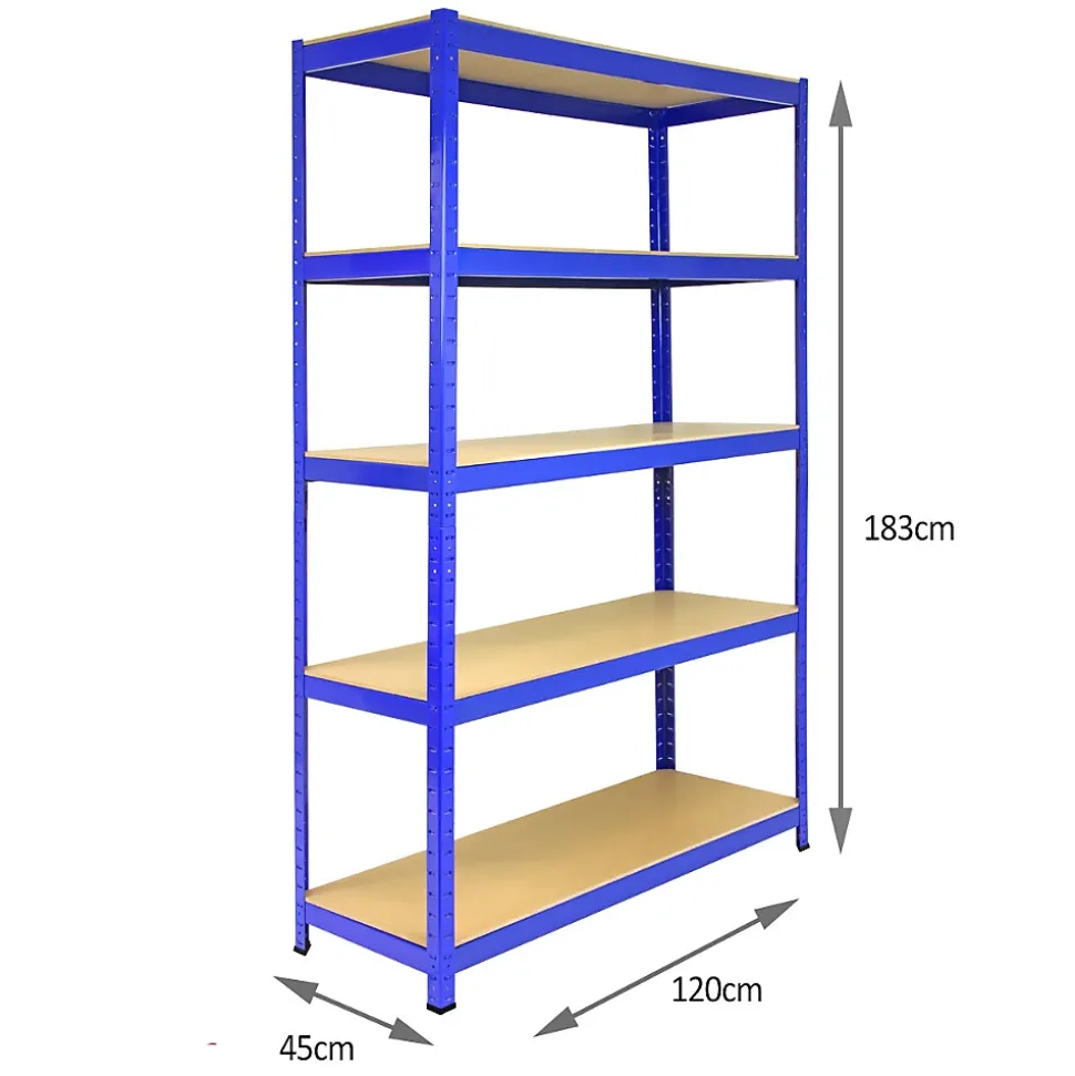 Rayonnage Bleu T-Rax de 120cm x 45cm x 180cm, en Acier et Sans Boulons