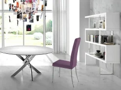 Rayonnage en Bois Blanc Brillant avec Connecteurs en Acier Inoxydable