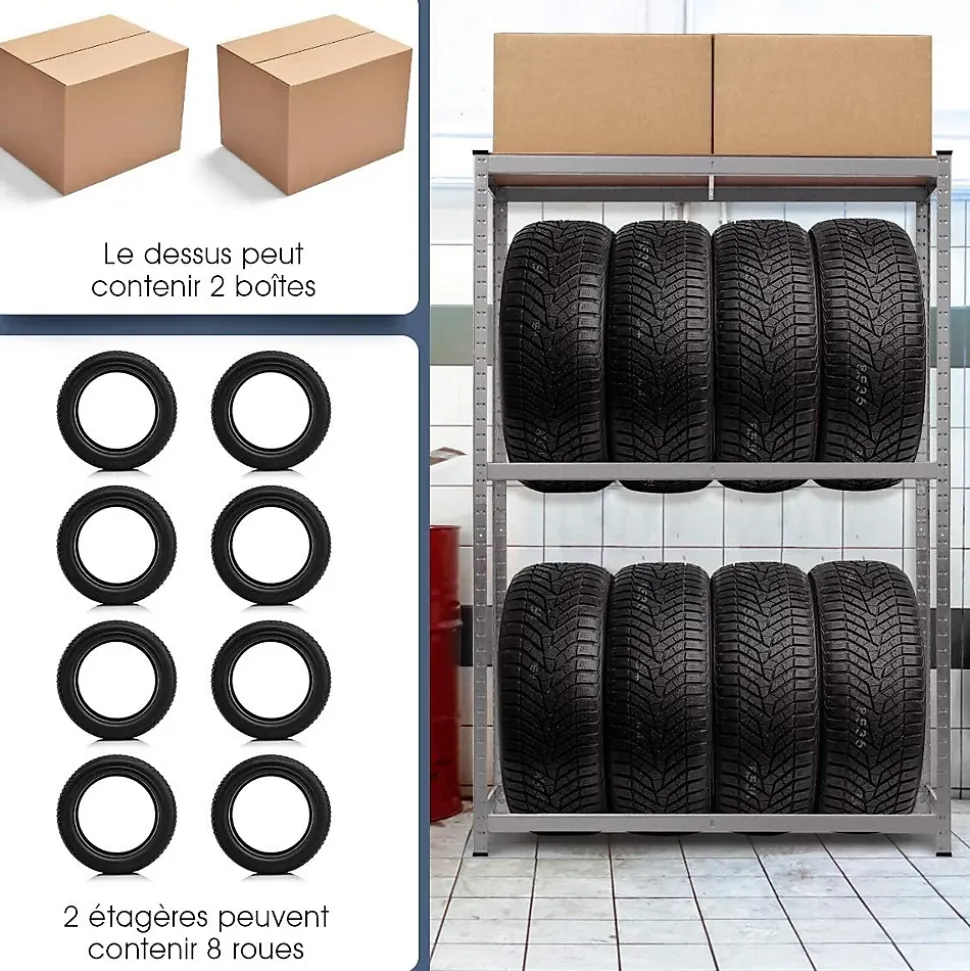 Rayonnage pour Pneus avec Étagère Étagère Métallique pour Pneumatiques Charges Lourdes