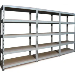 Rayonnage Q-Rax en Acier Sans Boulons Gris - 120cm x 182,5cm x 50cm