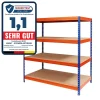 Rayonnage Étagère charge lourde Tôle d'acier 4 Étages Bleu-orange 200 x 150 x 60 cm, Capacité de charge jusqu'à 1500 kg