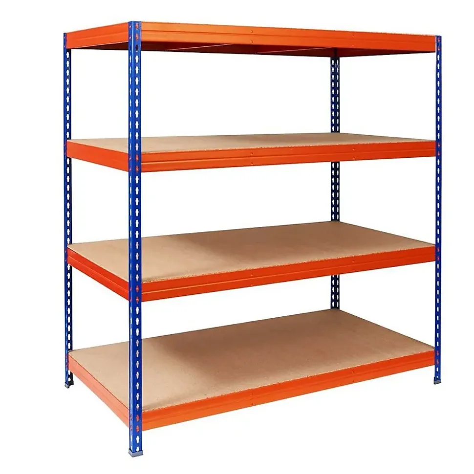 Rayonnage Étagère charge lourde Tôle d'acier 4 Étages Bleu-orange 200 x 180 x 60 cm, Capacité de charge jusqu'à 1500 kg