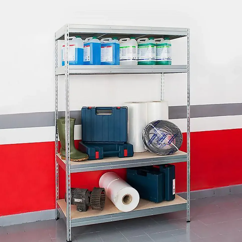 Rayonnage Étagère charge lourde Tôle d'acier 4 Étages Galvanisé 200 x 150 x 80 cm, Capacité de charge jusqu'à 1500 kg