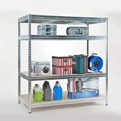 Rayonnage Étagère charge lourde Tôle d'acier 4 Étages Galvanisé 200 x 180 x 60 cm, Capacité de charge jusqu'à 1500 kg