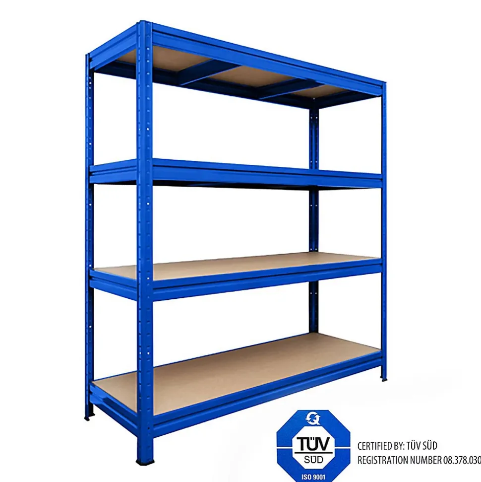 Rayonnage Étagère charge lourde Tôle d'acier 4 Étages Bleu 200 x 150 x 80 cm, Capacité de charge jusqu'à 1500 kg