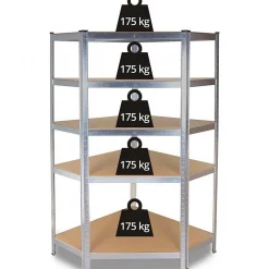 REGIO - Rayonnage d'angle industriel en métal - 90x30x180 - 5 étagères - Rayonnage de stockage