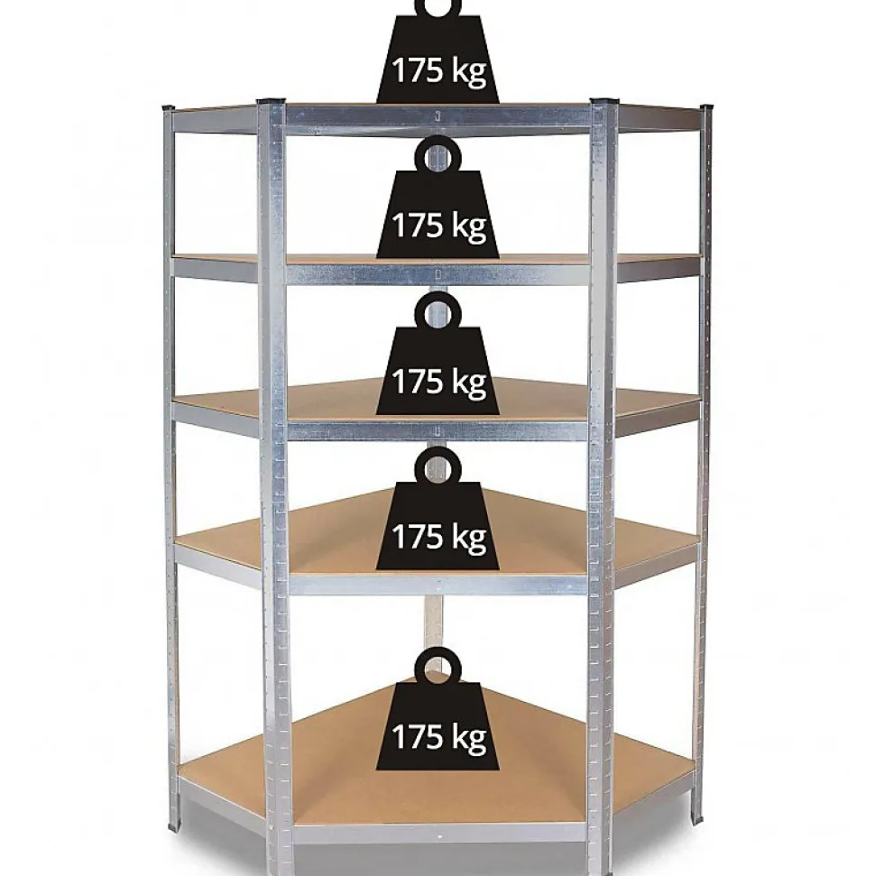 REGIO - Rayonnage d'angle industriel en métal - 90x40x180 - 5 étagères - Rayonnage de stockage