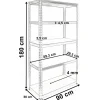 REGIO - Rayonnage industriel en métal - 90x30x180 - 5 étagères - Rayonnage de stockage