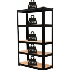 REGIO - Rayonnage industriel en métal - 90x30x180 - 5 étagères - Rayonnage de stockage