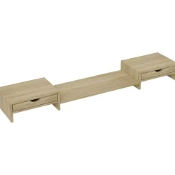 Rehausseur écran - support écran d'ordinateur - longueur, angle réglables - effet bois clair