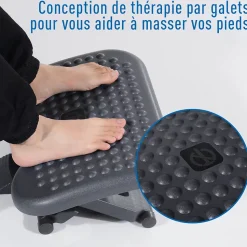 Repose-pieds bureau ergonomique hauteur et inclinaison réglables 46L x 35l cm gris noir