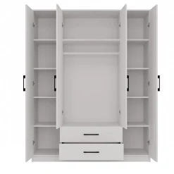 ROMA - Grande Armoire chambre bureau - Penderie multifonctions - 2 portes - 2 Miroirs - 2 tiroirs - Meuble de rangement - Etagères
