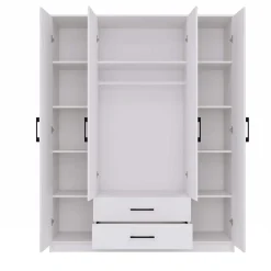 ROMA - Grande armoire de chambre 4 portes - 160x52x205 cm - 2 tiroirs - Armoire avec penderie