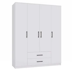 ROMA - Grande armoire de chambre 4 portes - 160x52x205 cm - 2 tiroirs - Armoire avec penderie