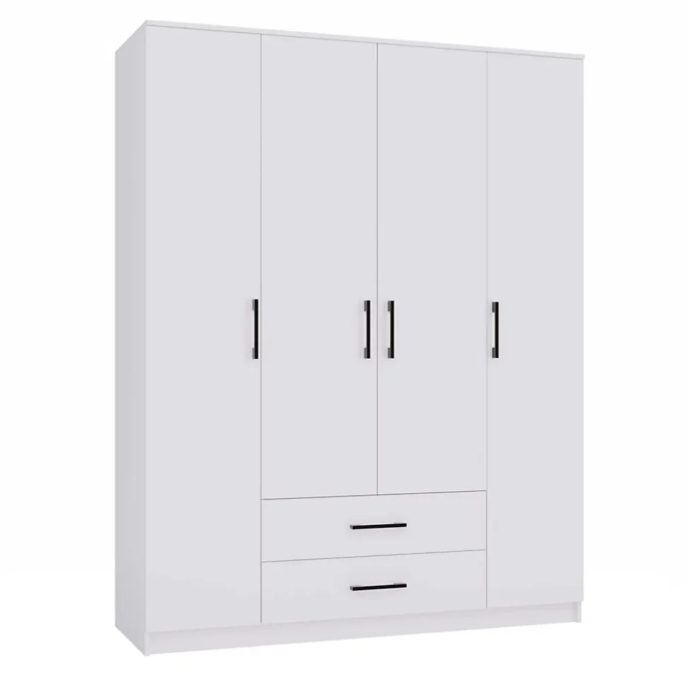 ROMA - Grande armoire de chambre 4 portes - 160x52x205 cm - 2 tiroirs - Armoire avec penderie