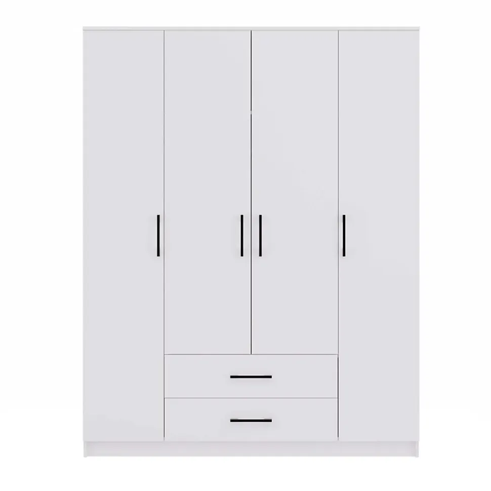 ROMA - Grande armoire de chambre 4 portes - 160x52x205 cm - 2 tiroirs - Armoire avec penderie