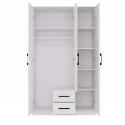 ROMA - Petite Armoire chambre bureau - Penderie multifonctions - 2 portes - Miroir - 2 tiroirs - Meuble de rangement - Dressing