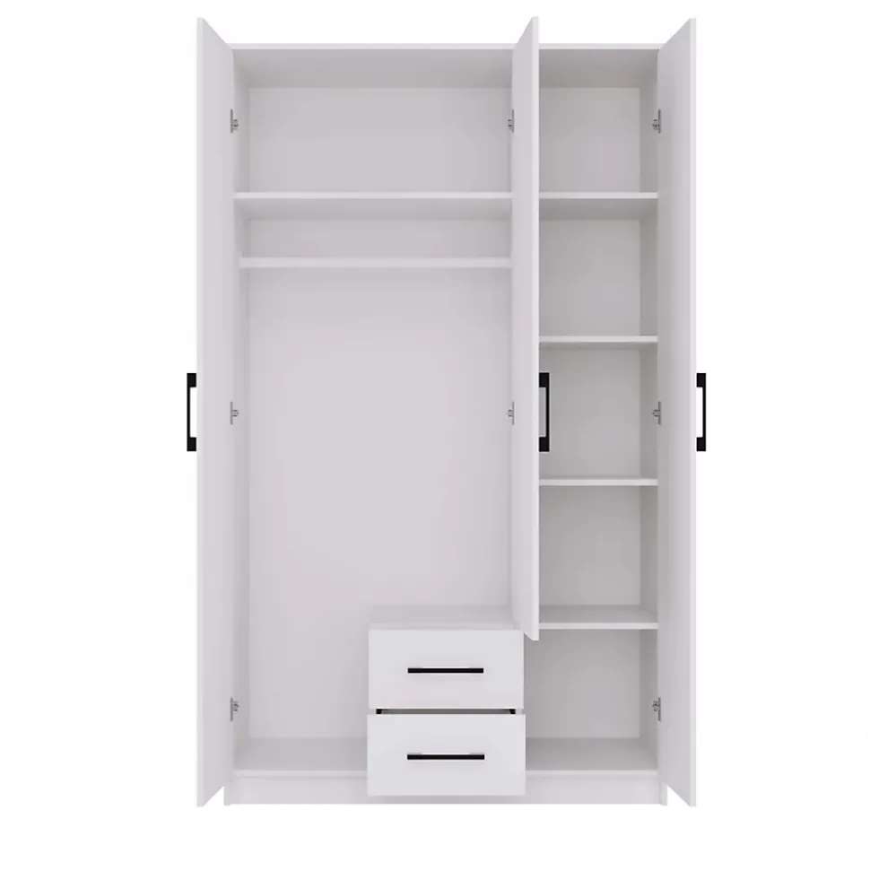 ROMA - Petite Armoire chambre bureau - Penderie multifonctions - 2 portes - Miroir - 2 tiroirs - Meuble de rangement - Dressing