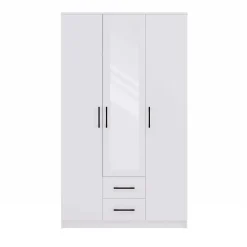 ROMA - Petite Armoire chambre bureau - Penderie multifonctions - 2 portes - Miroir - 2 tiroirs - Meuble de rangement - Dressing