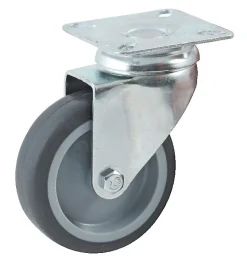 Roulette diamètre 50mm hauteur 72mm caoutchouc gris platine pivotant + frein - AVL - 557850H