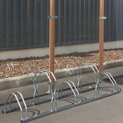 Râtelier au sol pour 5 vélos 2 niveaux