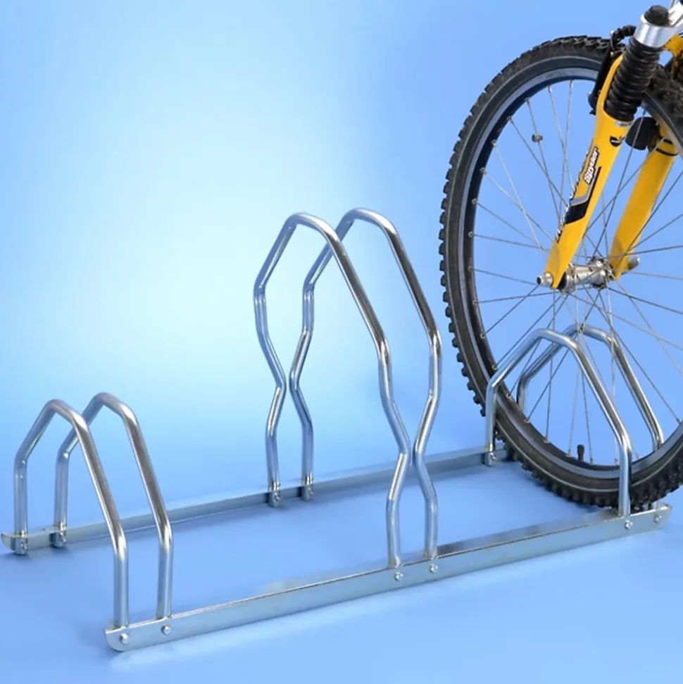 Râtelier pour 3 vélos au sol sur 2 niveaux Mottez L. 85 cm