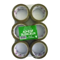 Ruban adhésif de fermeture pour carton - Polypropylène Havane - 50 mm x 66 m - Lot de 6 - Déroulement silencieux