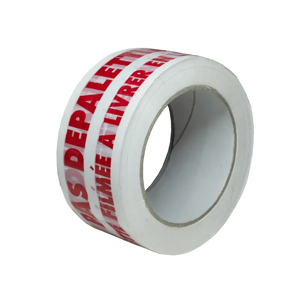 Ruban adhésif d'emballage 28mic blanc imprimé "NE PAS DEPALETTISER" en rouge - rouleau d'expédition 50 mm x 100 m - Carton de 36