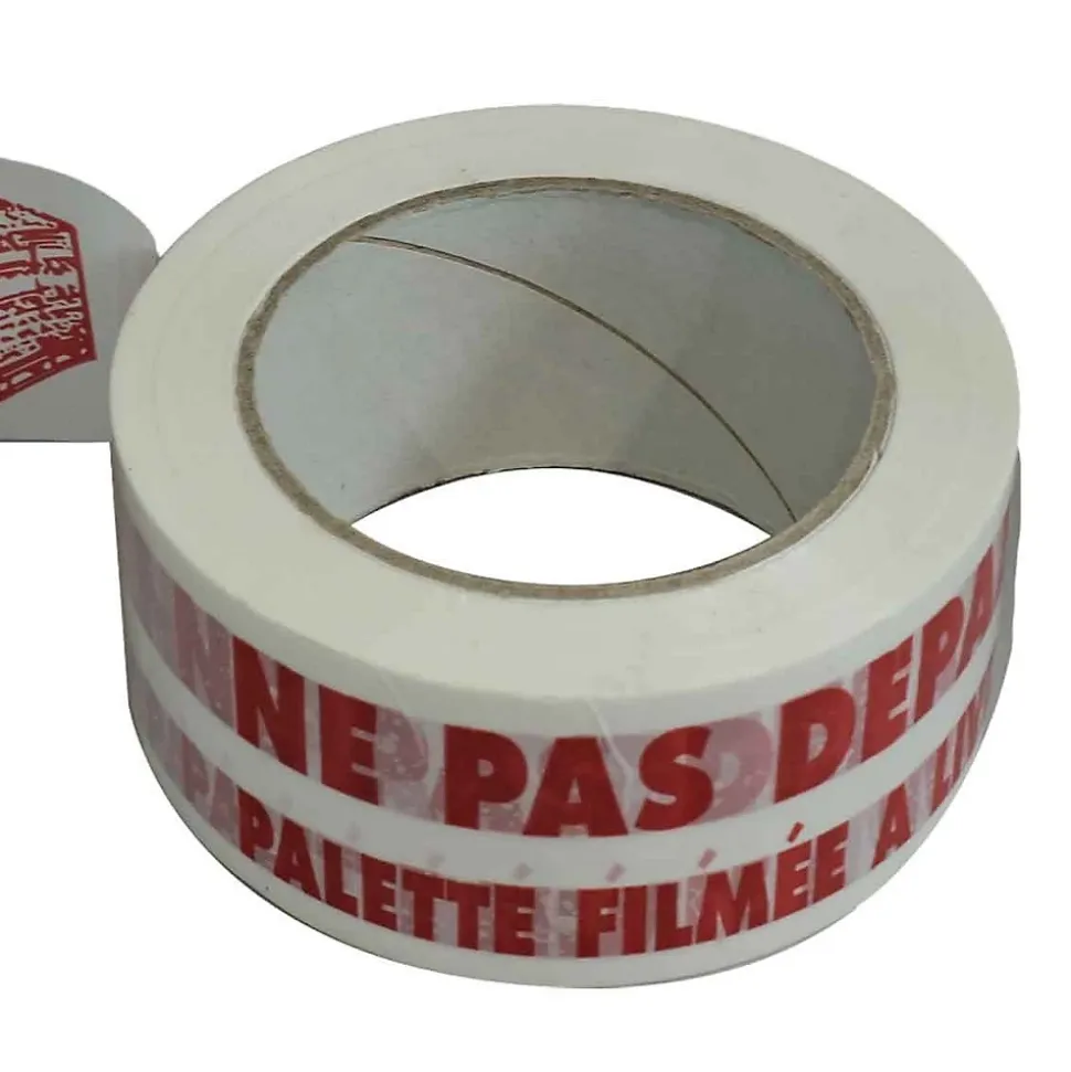 Ruban adhésif d'emballage 28mic blanc imprimé "NE PAS DEPALETTISER" en rouge - rouleau d'expédition 50 mm x 100 m - Carton de 36