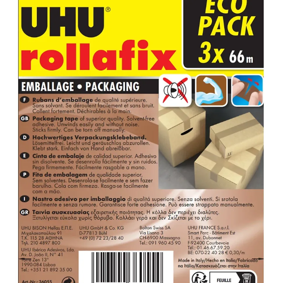 Ruban adhésif d'emballage Rollafix brun 3 x 66 mm
