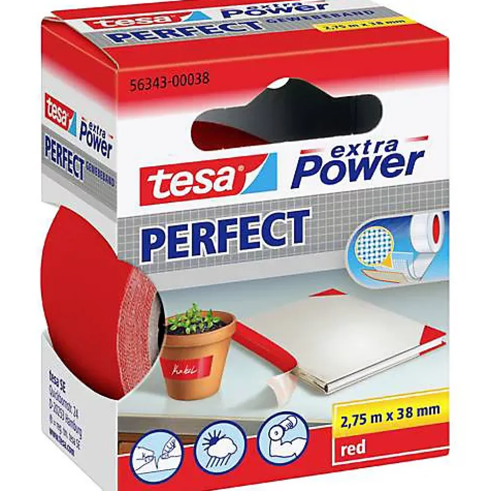 Ruban adhésif tissé tesa Extra Power 56343-00038-03 rouge 38 mm x 2,75 m