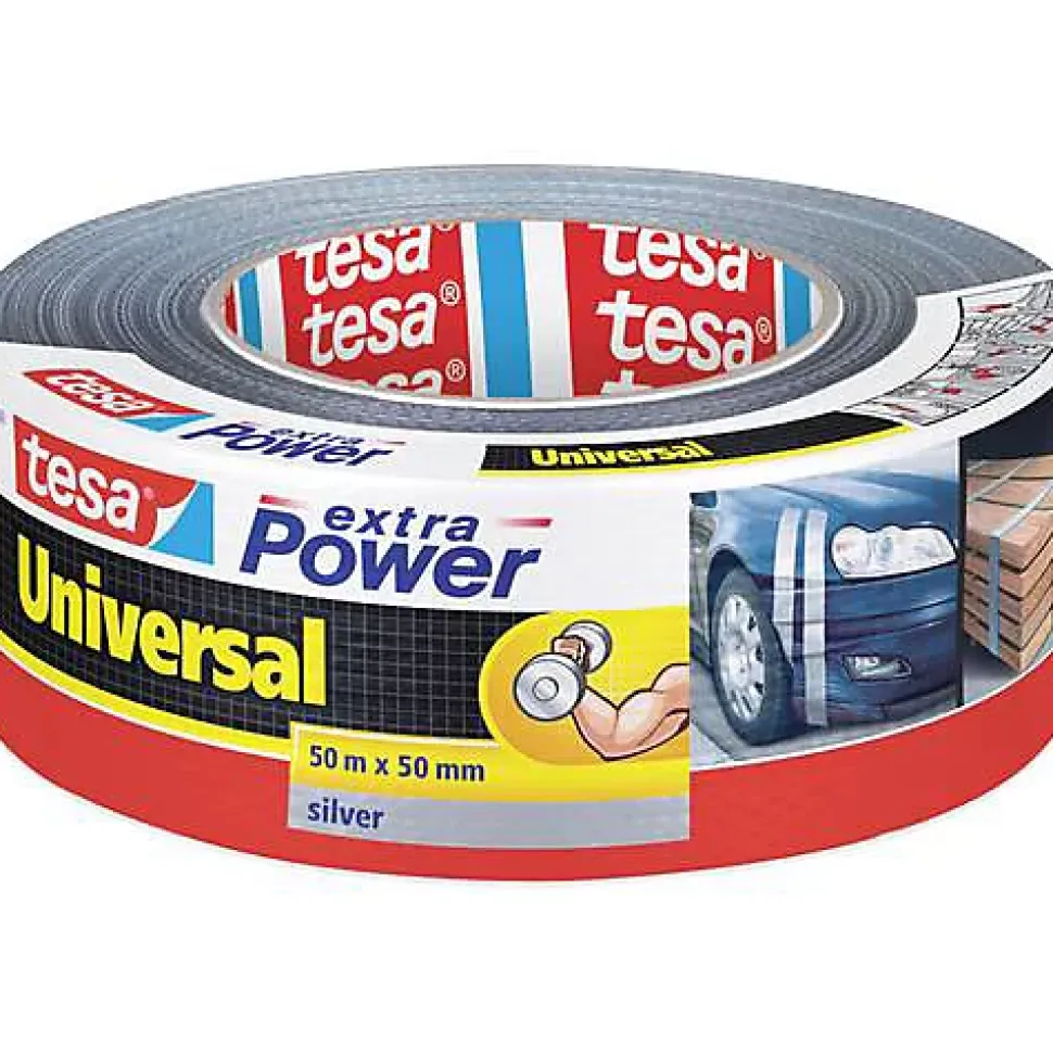 Ruban adhésif toilé tesaae Extra Power 56389-00000-11 argent 50 m x 48 mm