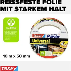 Ruban adhésif toile9 tesa Extra Power 56348-00005-05 blanc 10 m x 50 mm