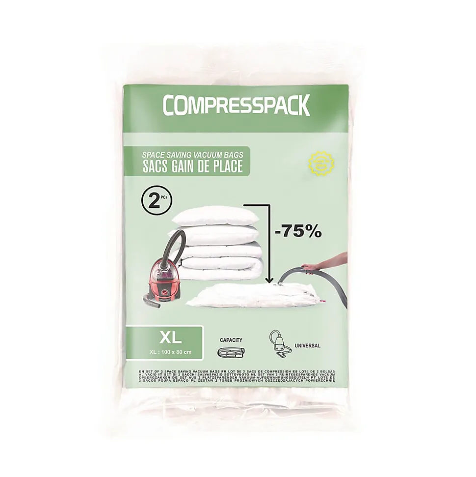 Sac de rangement sous vide Compactor Compresspack L. 100 x l. 80 cm vendu par 2