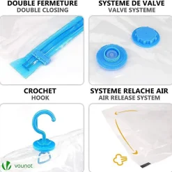 Sac de rangement sous vide aspirateur Lot de 22 pcs VOUNOT