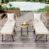 Salon de Jardin 5 Pièces, 2 Chaises, 2 Tabourets, Mobilier Extérieur pour Cours, Terrasses, Balcons, Bords Piscine, Naturel
