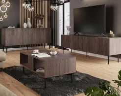 Salvador - buffet bas - effet bois - 3 portes - 150 cm - Best Mobilier