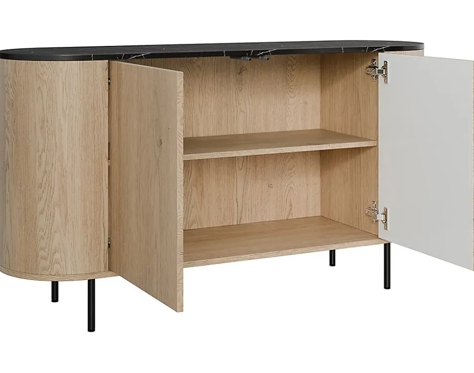 Sansa - buffet bas 139 cm - 2 portes et 1 étagère - plateau effet marbre - Best Mobilier
