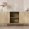 Sansa - buffet bas 184 cm - 2 portes, 2 niches et 2 étagères - plateau effet marbre - Best Mobilier