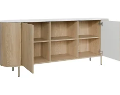 Sansa - buffet bas 184 cm - 2 portes, 2 niches et 2 étagères - plateau effet marbre - Best Mobilier