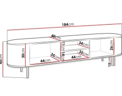 Sansa - meuble tv 184 cm - 2 portes et 2 niches - plateau effet marbre - Best Mobilier