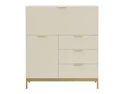 Secrétaire avec 2 porte et 3 tiroirs - MDF et métal - Beige - ERWIN