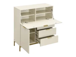 Secrétaire avec 2 porte et 3 tiroirs - MDF et métal - Beige - ERWIN