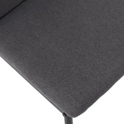 SERGIO - Ensemble Table en MDF et 4 Chaises en Tissu Gris Pieds Métal Noir