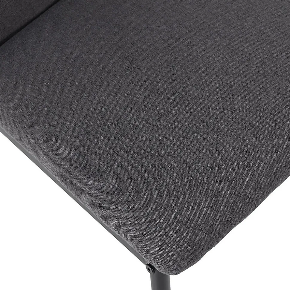 SERGIO - Ensemble Table en MDF et 4 Chaises en Tissu Gris Pieds Métal Noir