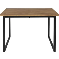 SERGIO - Ensemble Table en MDF et 4 Chaises en Tissu Gris Pieds Métal Noir