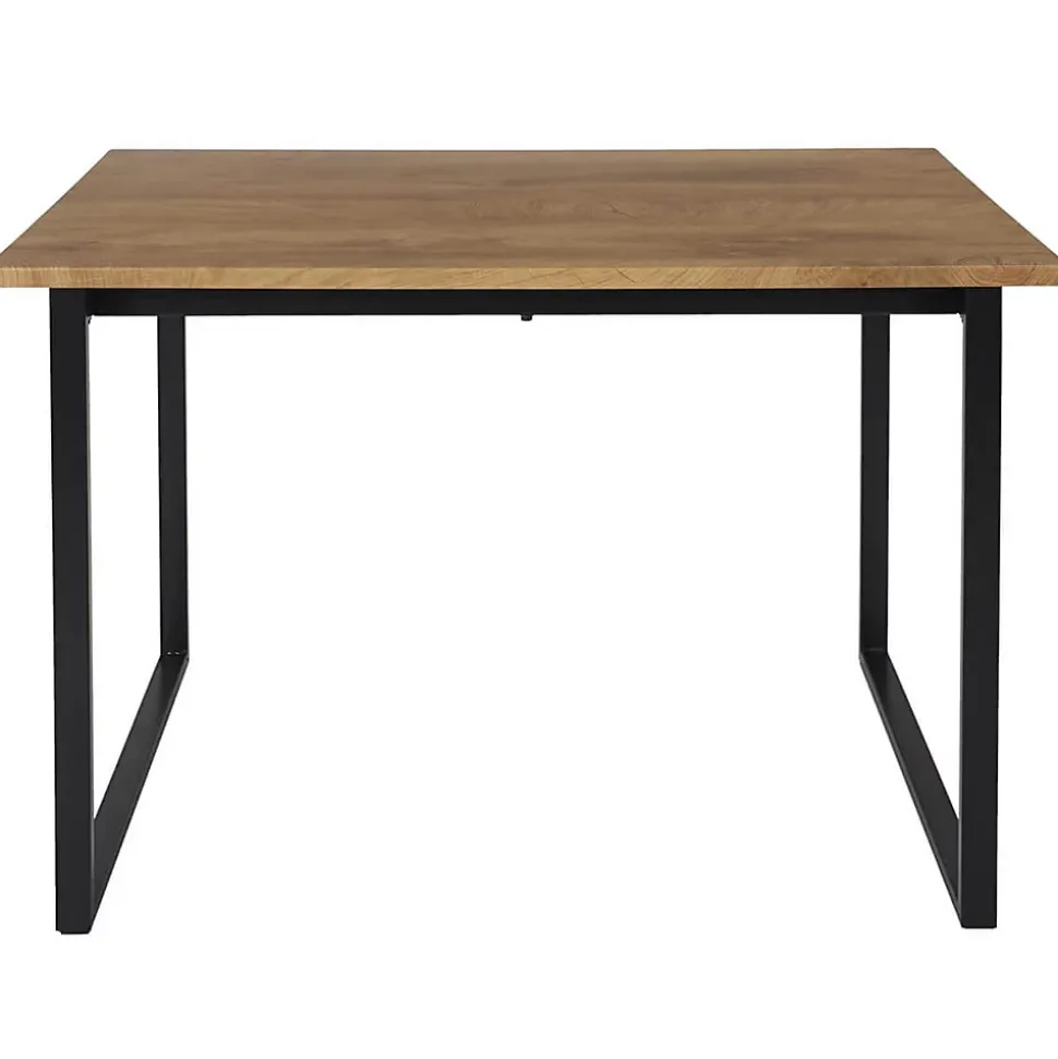 SERGIO - Ensemble Table en MDF et 4 Chaises en Tissu Gris Pieds Métal Noir