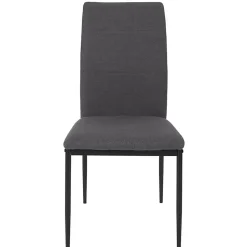 SERGIO - Ensemble Table en MDF et 4 Chaises en Tissu Gris Pieds Métal Noir