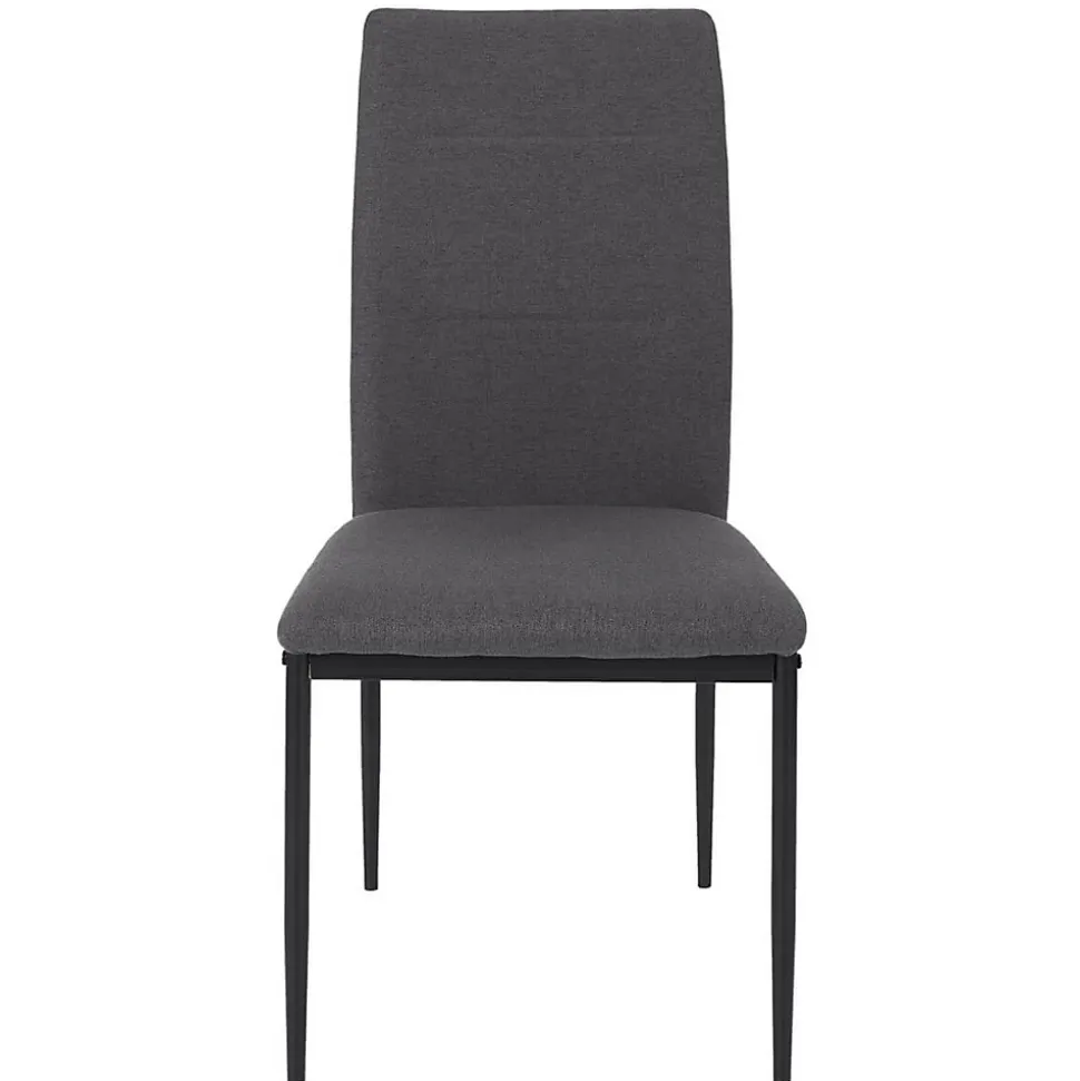 SERGIO - Ensemble Table en MDF et 4 Chaises en Tissu Gris Pieds Métal Noir